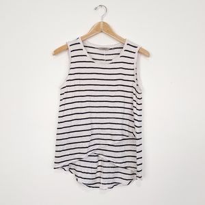 Athleta Stripe Linen Criss Cross Tank White/Navy